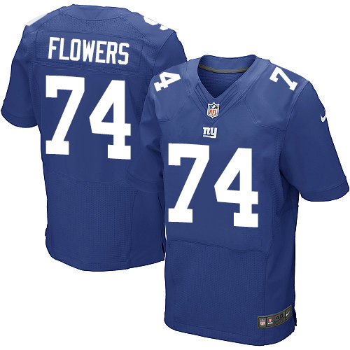 Men's Elite Ereck Flowers Nike Jersey Royal Blue Home - #74 NFL New York Giants